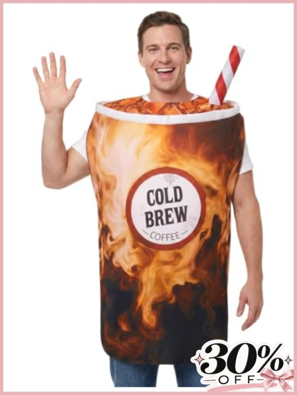 Adult Cold Brew Coffee Costume Polyester Foam Pullover Halloween Funny Food